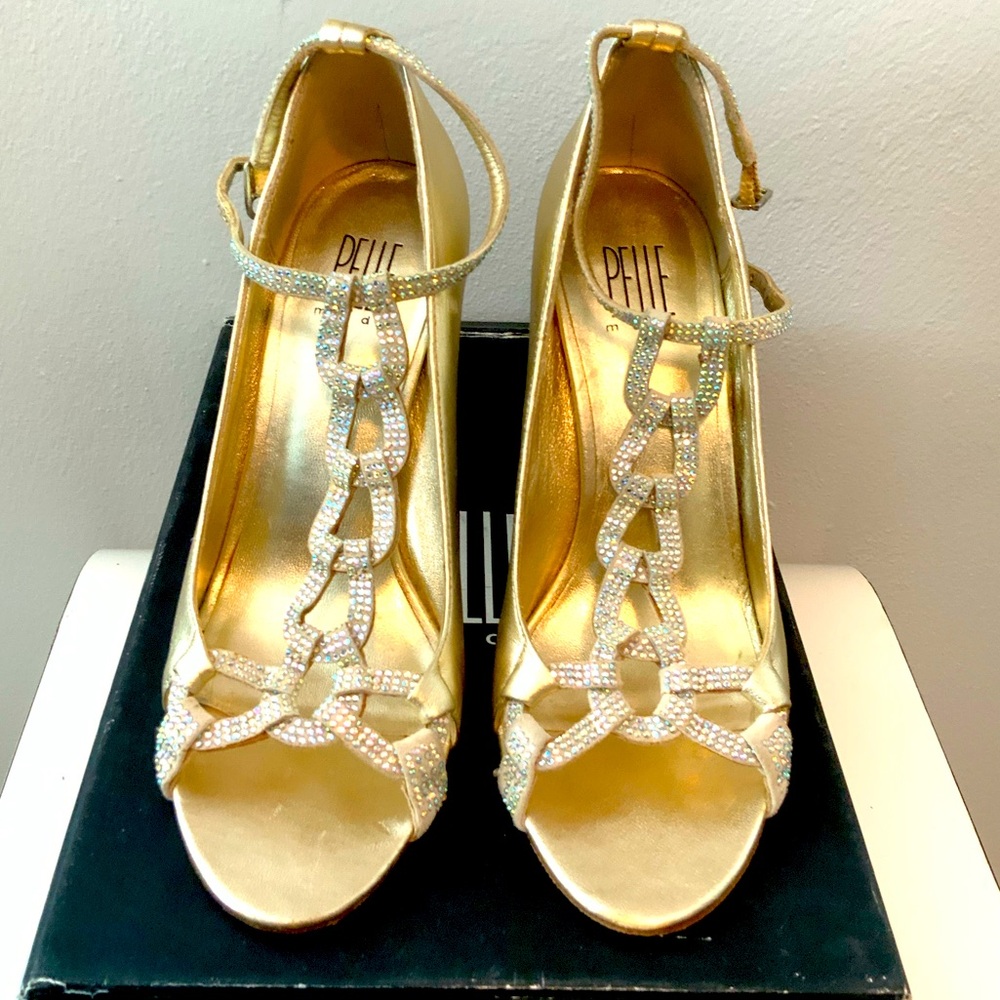 Elle Gold Crystal-Embellished Women's Heels